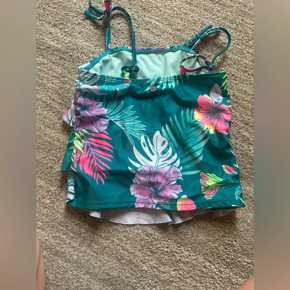 Justice Teal and Pink Floral Kids Bikini
